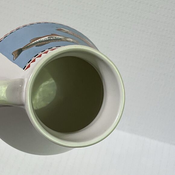 VINTAGE Cape Shore Inc. FISH Ceramic Travel Coffee Mug White Tapered Trout Bass - Picture 6 of 13